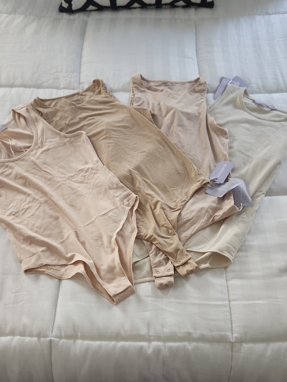Ribbed Bodysuit Bundle - Beige, Nude, Cream